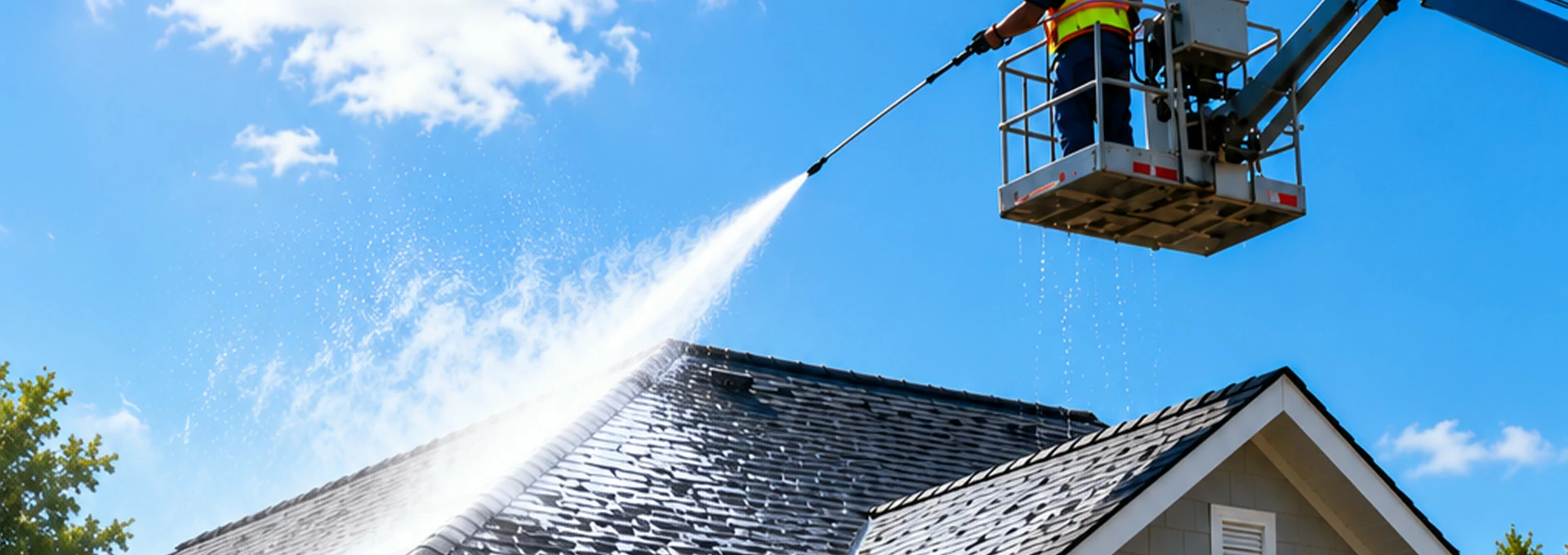 Roof cleaning and protection application